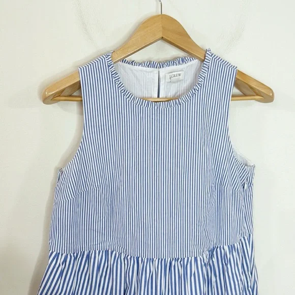 J Crew Factory Striped sleeveless tiered mini dress in cotton poplin size 6 - Picture 4 of 12